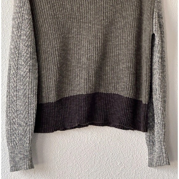 Skies Are Blue Color Block Sweater Women's Size Small Cowl Neck Green Gray Brown - Picture 3 of 8